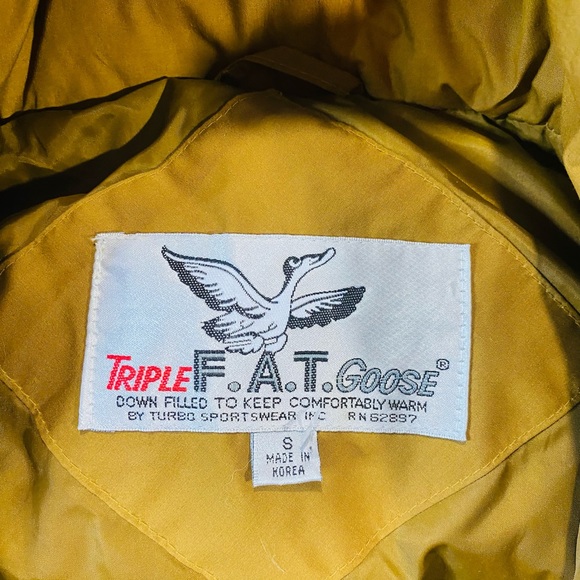 Vintage 90s Large Triple Fat Goose Down Coat Winter Jacket Parka size S Unisex - Picture 6 of 7